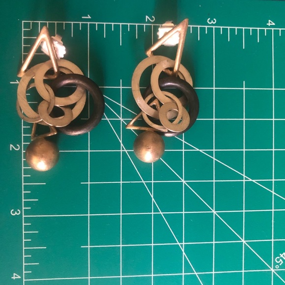 Necklace, earrings and bangle with free-floating geometric shapes as charms - Picture 9 of 12